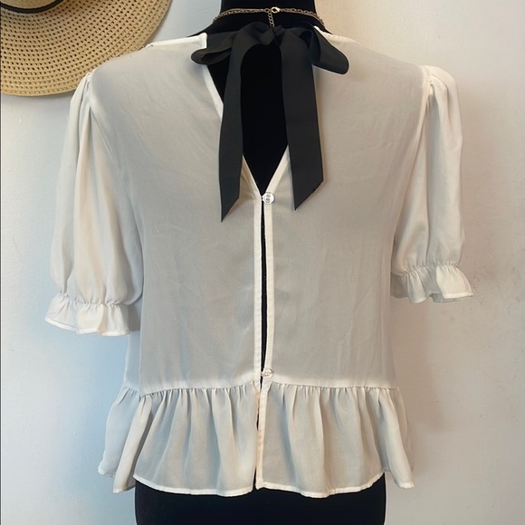 Shinestar | Women’s White Anime 2 Piece Puff Sleeve Peplum Blouse Size Small - Picture 2 of 8
